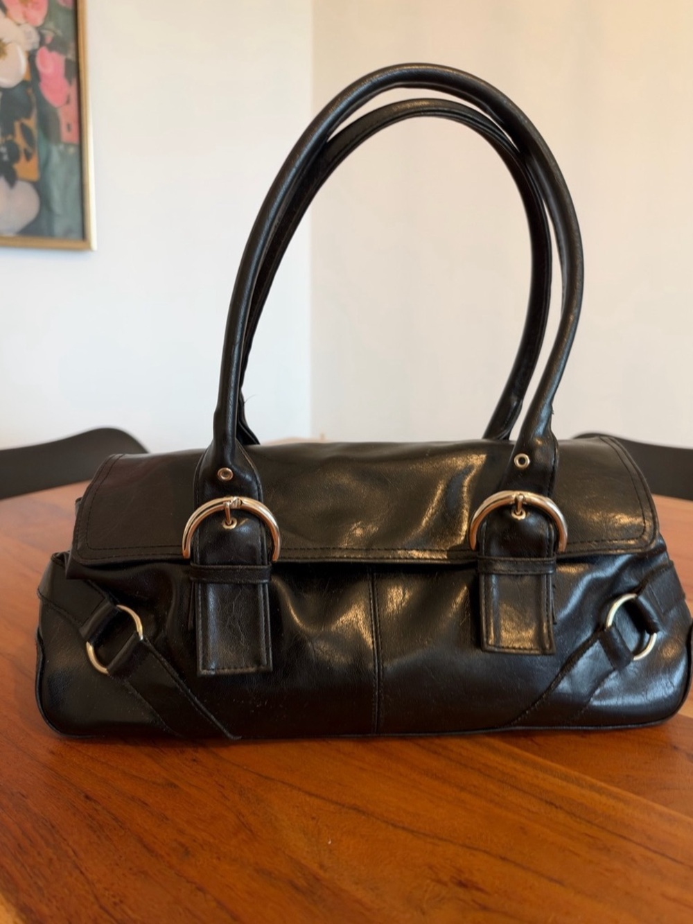Black Shoulder Bag Silver-Tone Hardware